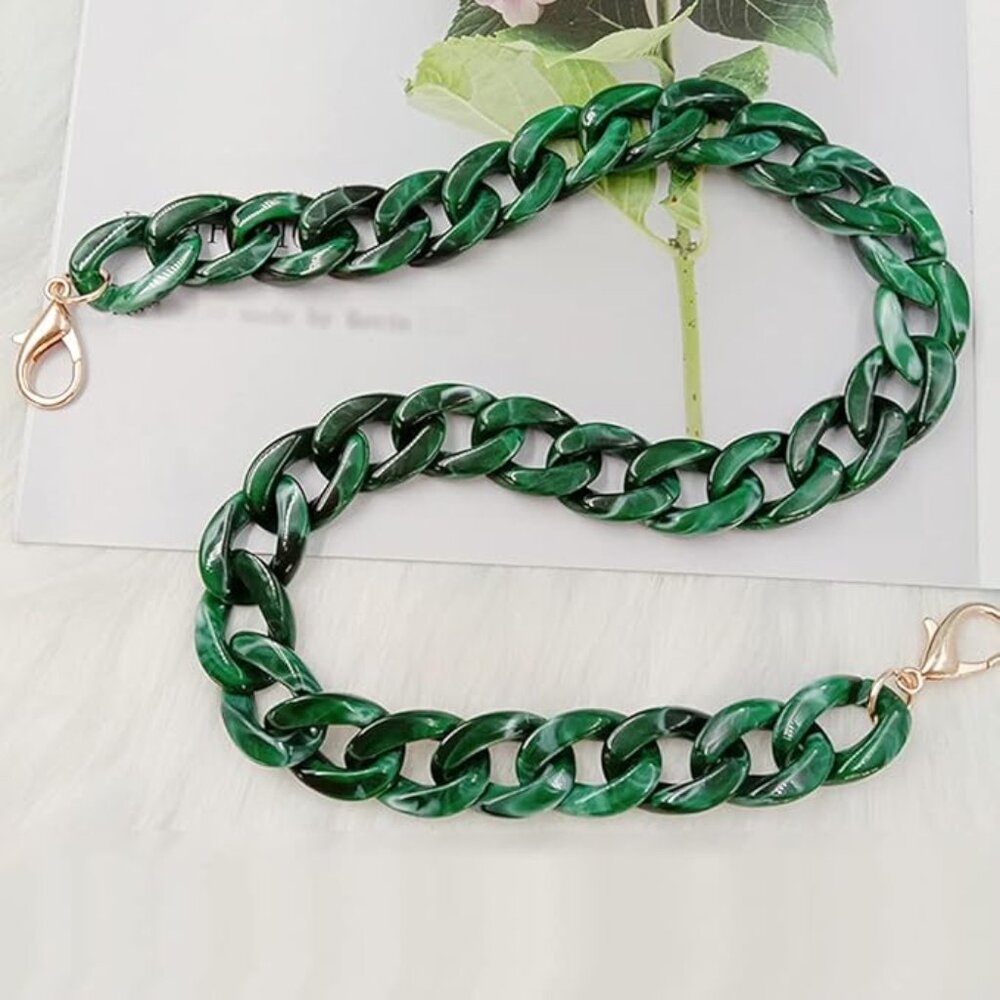 Acrylic green handbag chain strap 23.6"